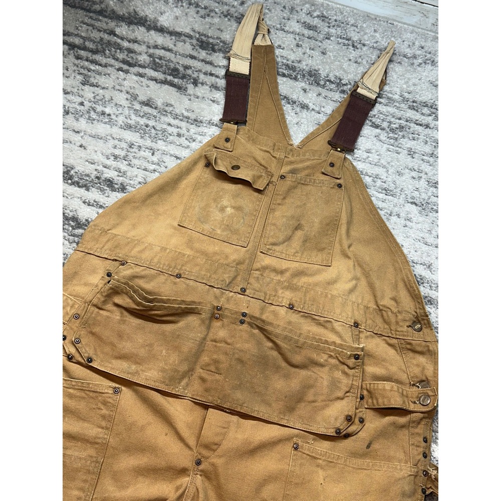 Vintage Carhartt Bib Overalls Mens 48x28 Duck Canvas Double Knee Apron Front R03
